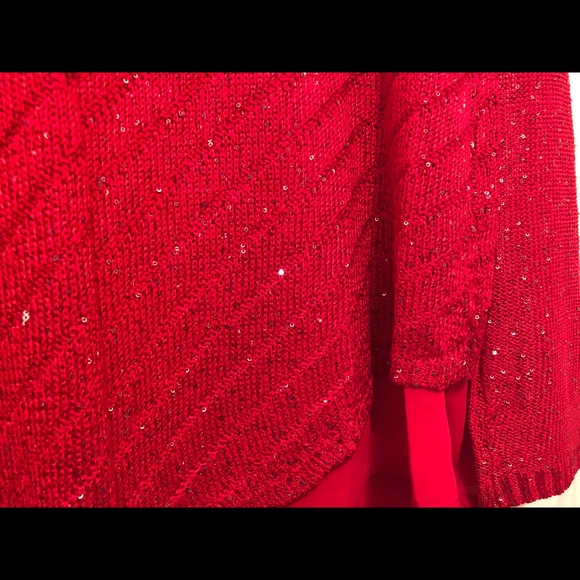 Red fancy sequin knotwith chiffon underlay MED - Picture 3 of 7